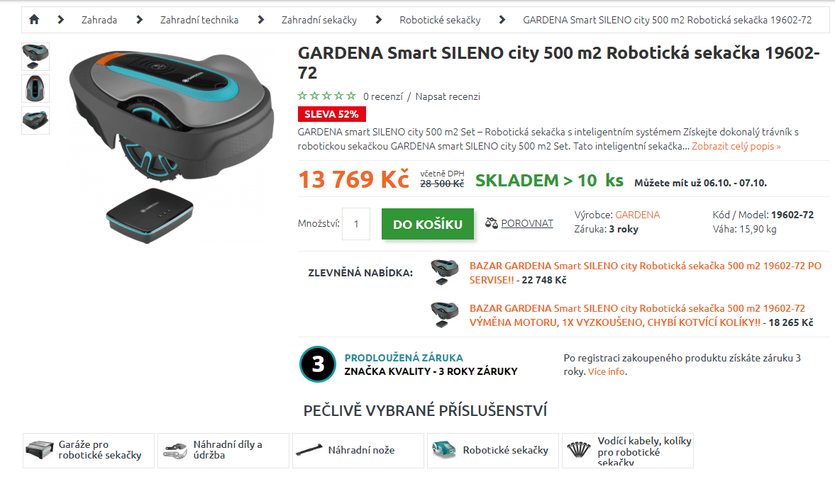 Robot sekačka Gardena 500 m²