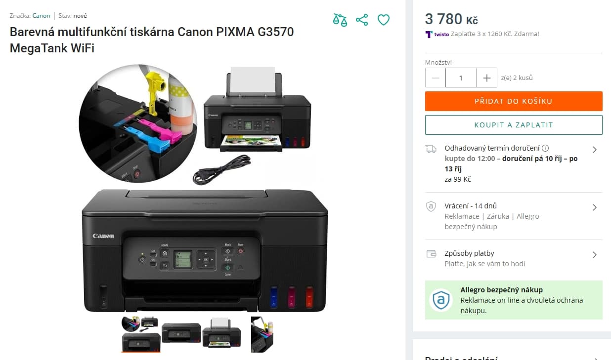 Multifunkce, barva, ink., Canon, Wifi