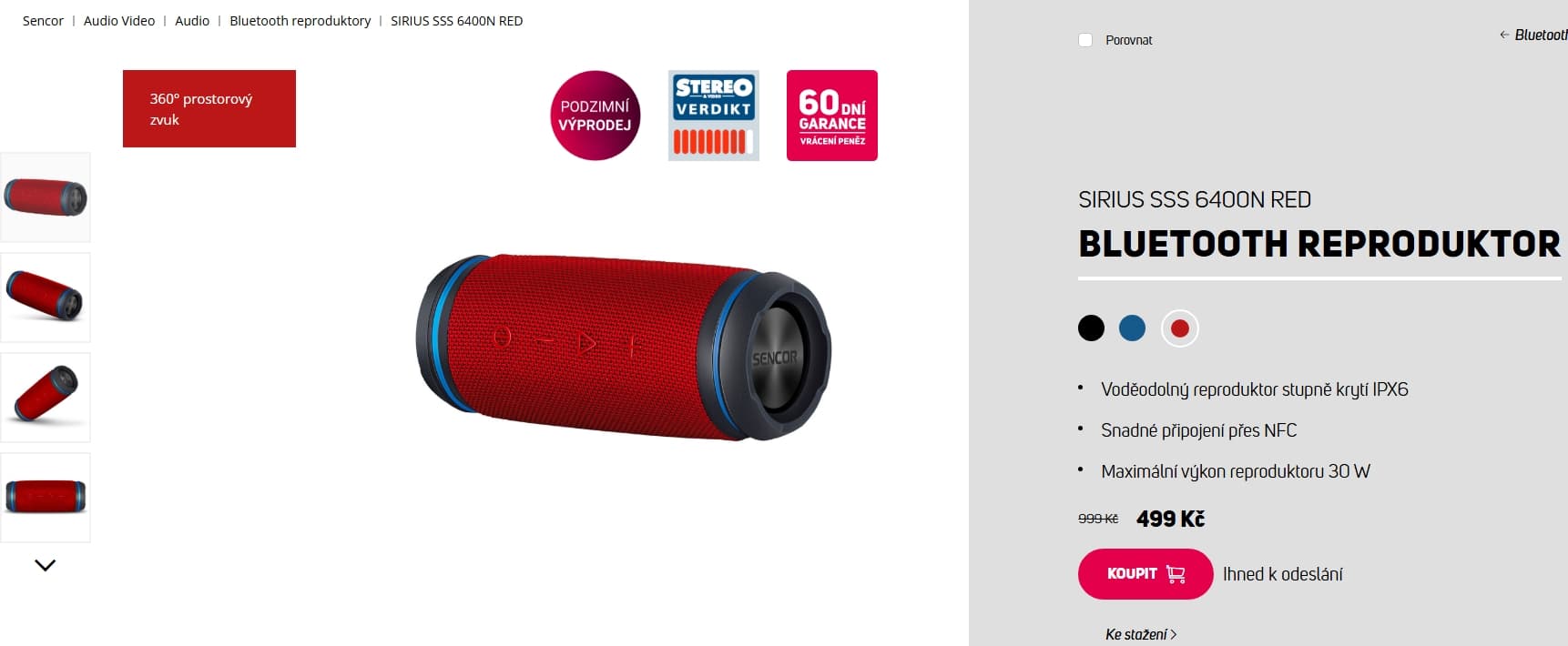 BT reproduktor Sencor, NFC, 30W