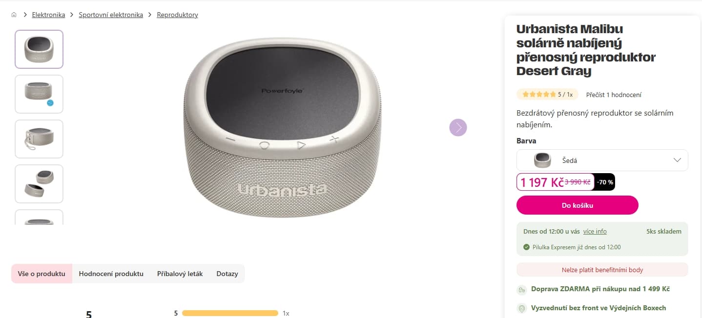 BT repro Urbanista, solár, 20W, 15cm