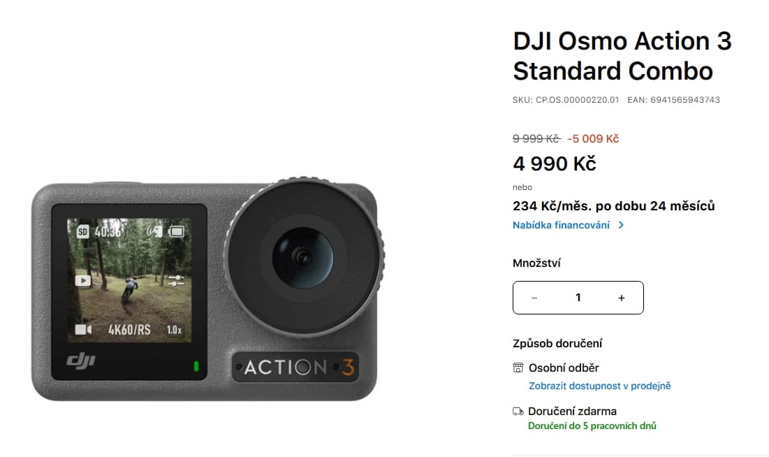 Akční kamera DJI Osmo Action 3, stabilizace
