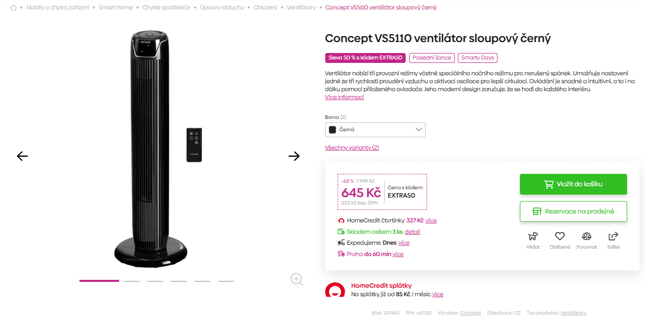 Sloupový ventilátor Concept 