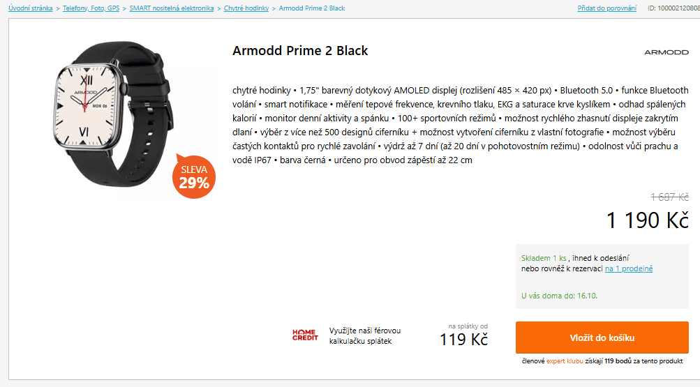 Chytré hodinky Armodd Prime 2