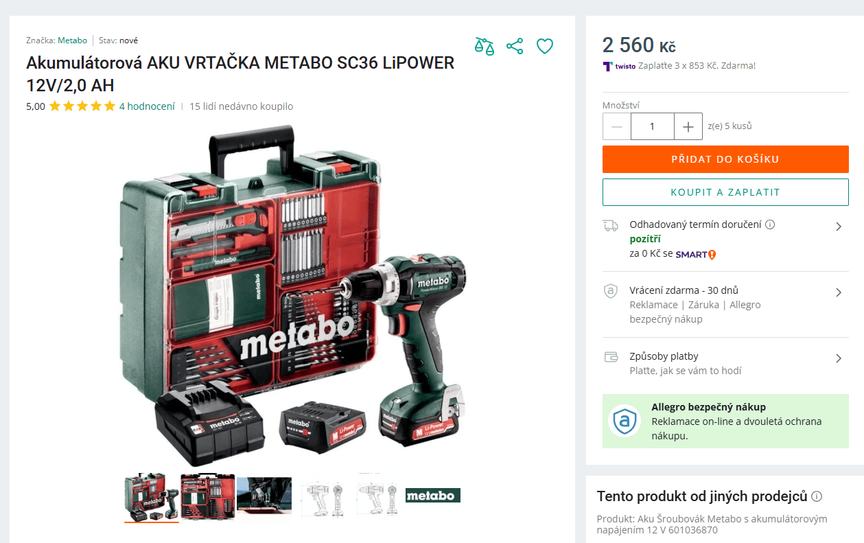 Set vrtačky, 2x aku, nabíječky Metabo PowerMaxx 