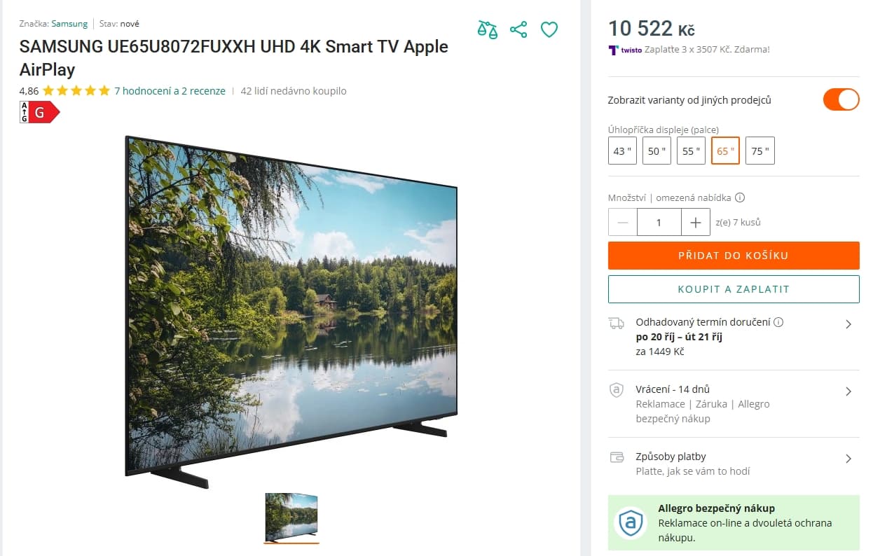 4K Smart TV 164 cm Samsung