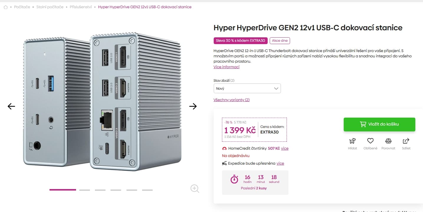 Dokovací stanice Hyper HyperDrive 12 portů