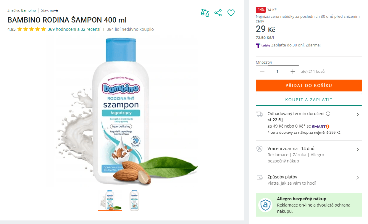 Bambino Family osvěžující šampon 400 ml