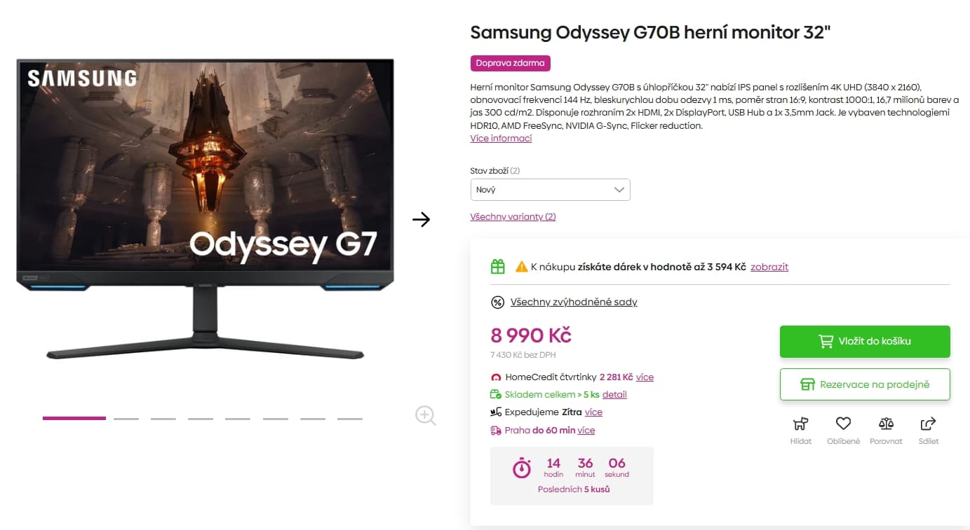 4K herní PC monitor Samsung, 32"