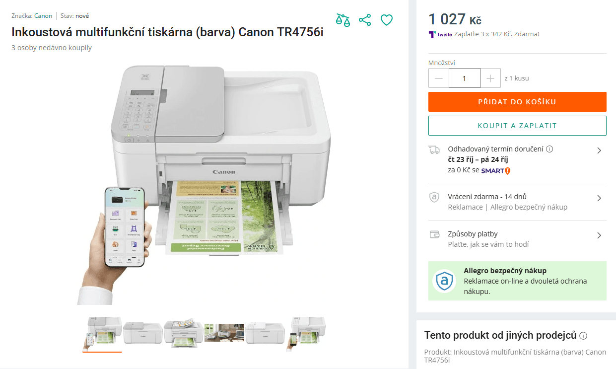 Ink. barva multifunkce Canon, Wifi