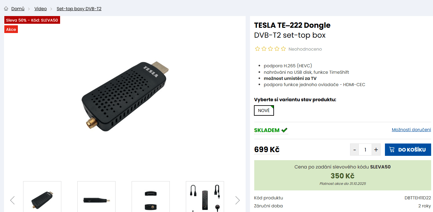 Set-top box DVB-T2 Tesla