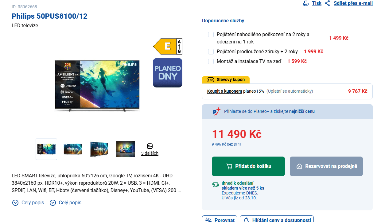 4K Ambilight TV, Atmos, 126 cm, Philips