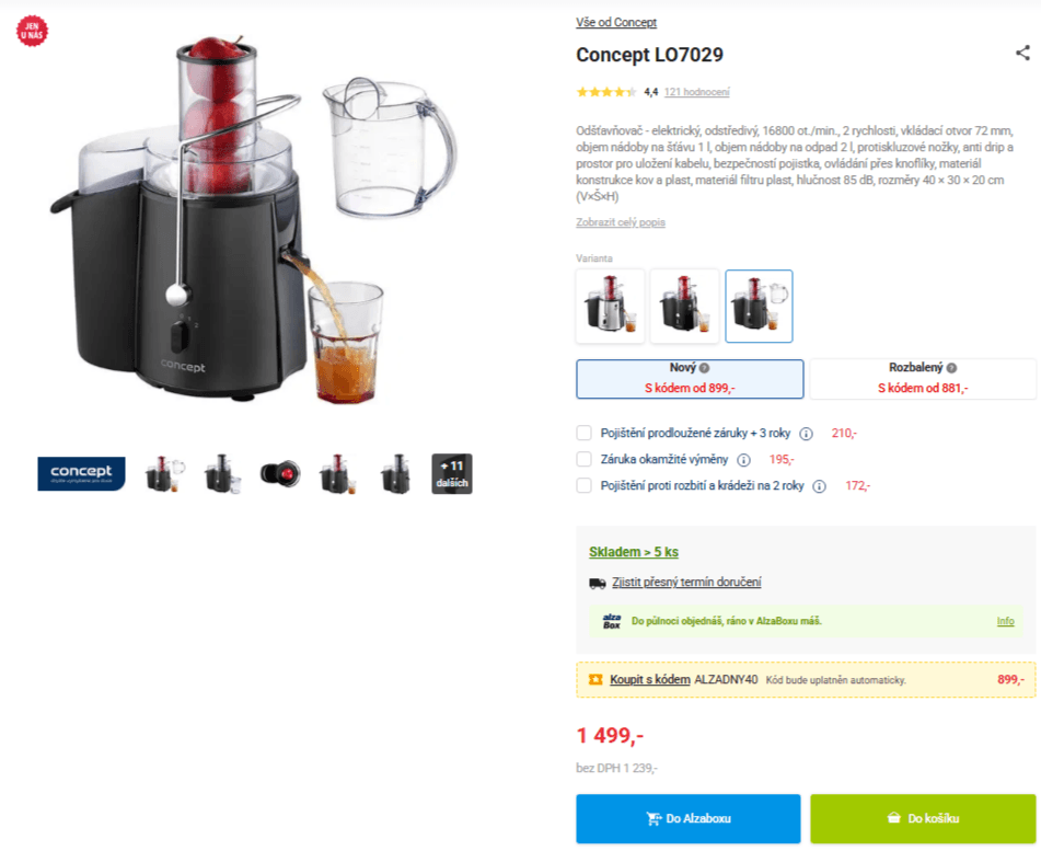 Odstředivý odšťavňovač Concept