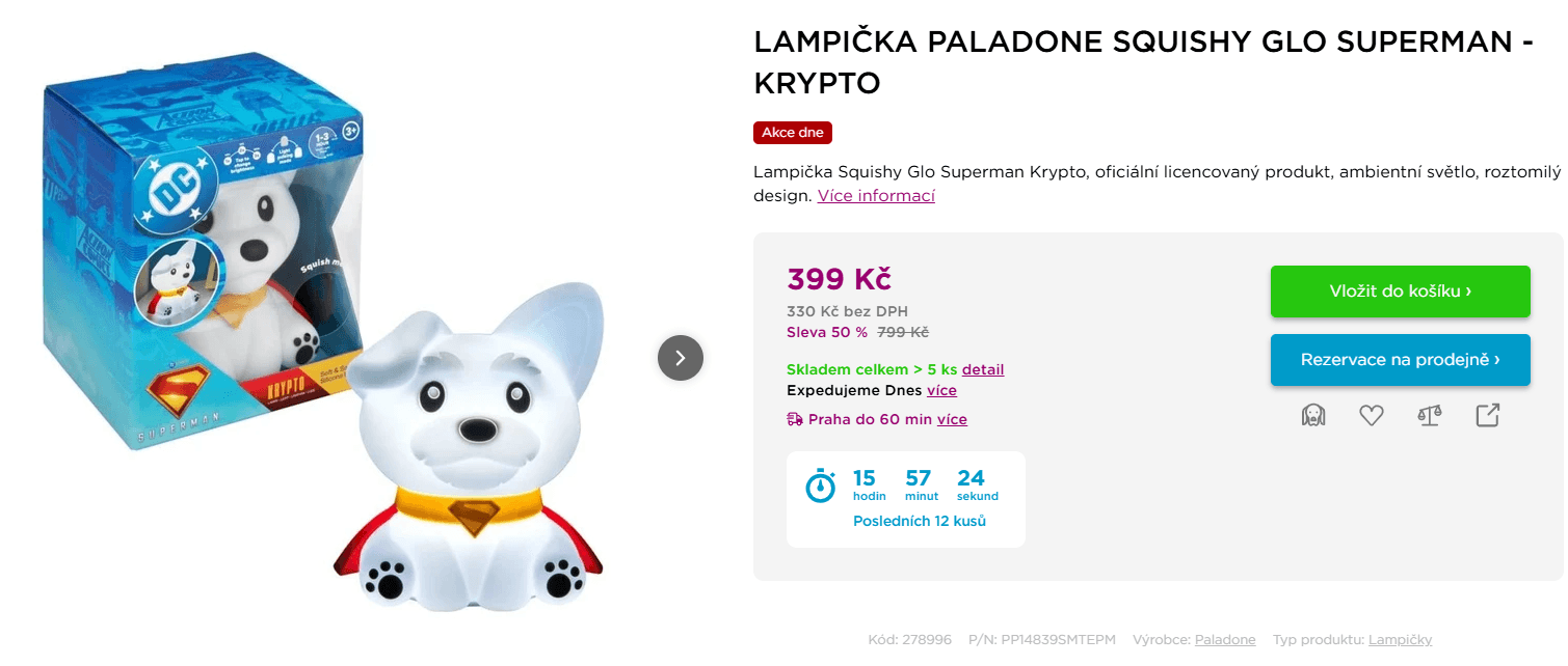 Lampička / svítící figurka Paladone Superman 15 cm