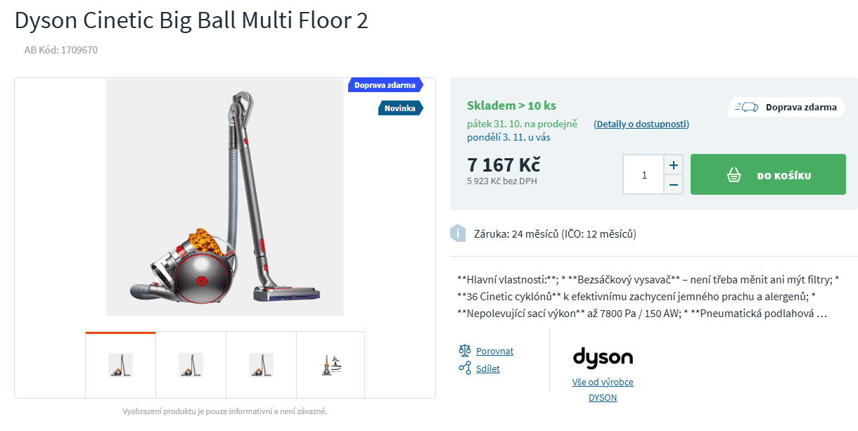 Bezsáčkový vysavač Dyson Cinetic Big Ball