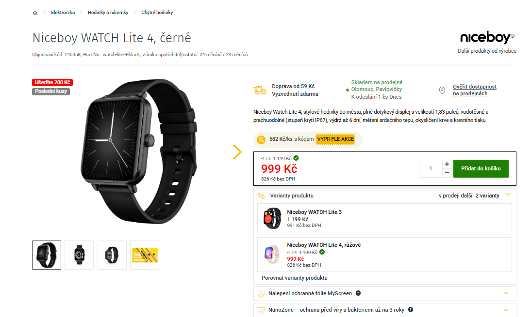 Chytré hodinky Niceboy WATCH Lite 4 