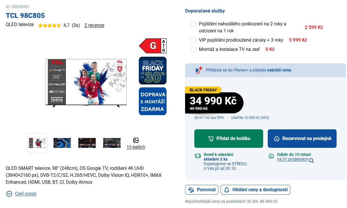Google TV, Atmos, 120Hz, 249cm, TCL