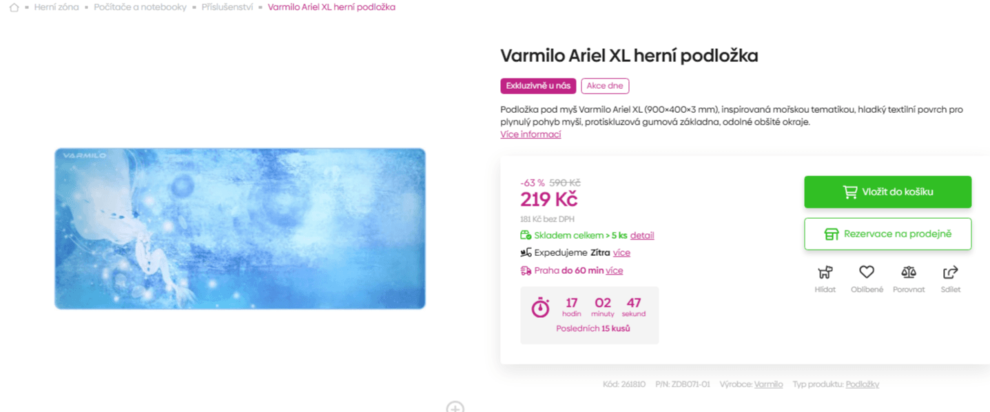 Herní podložka pod myš Varmilo 90x40 cm