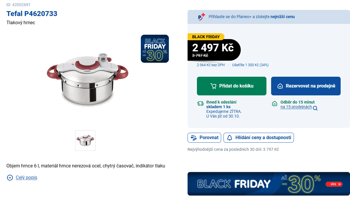 Tlakový hrnec Tefal Clipso, 6l.