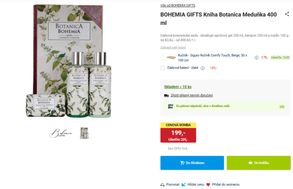 Dárková sada kosmetiky BOHEMIA GIFTS Kniha Botanica Meduňka