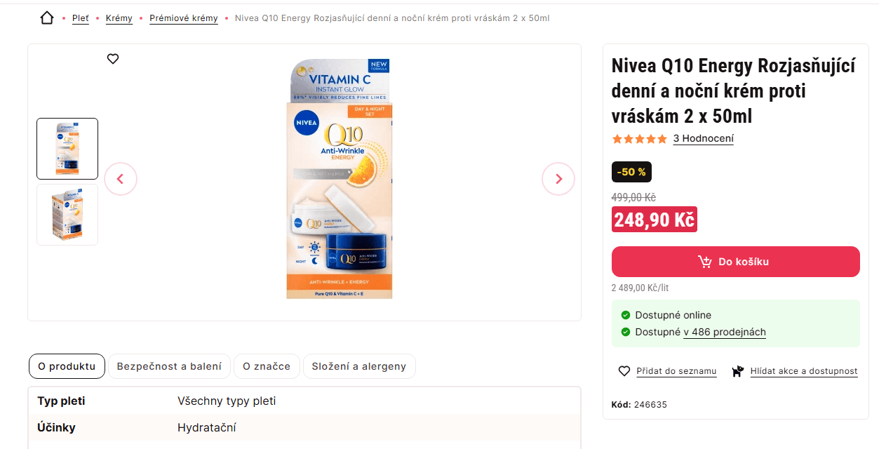 Dárková sada Nivea Q10 Energy 2x 50 ml