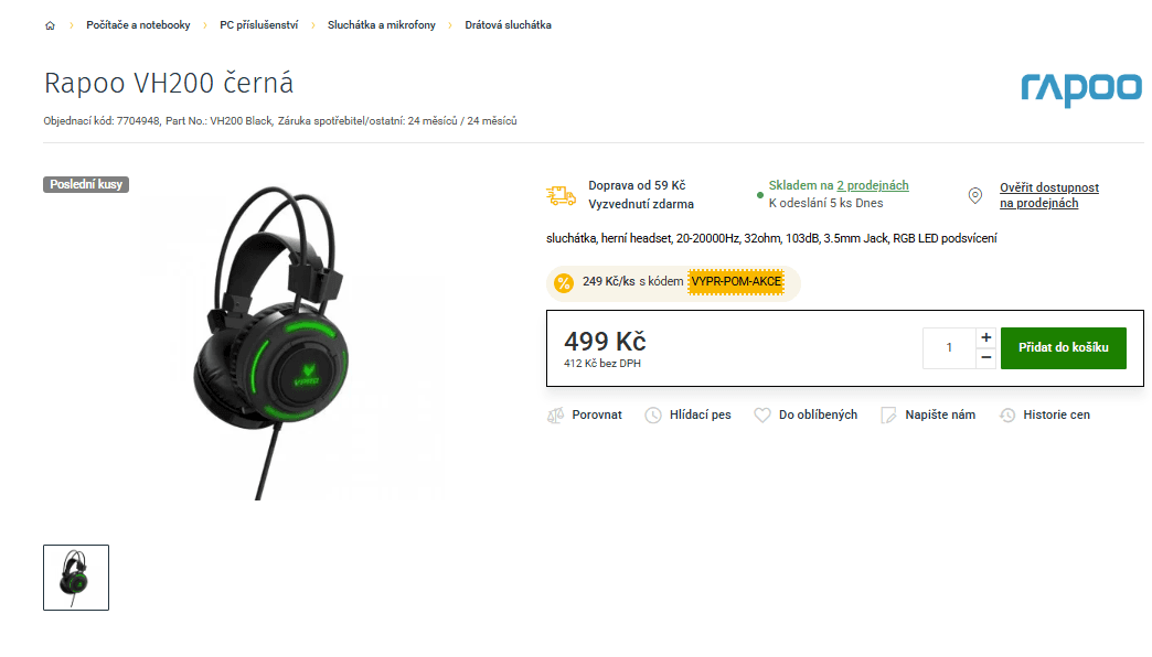 Sluchátka Rapoo VH200