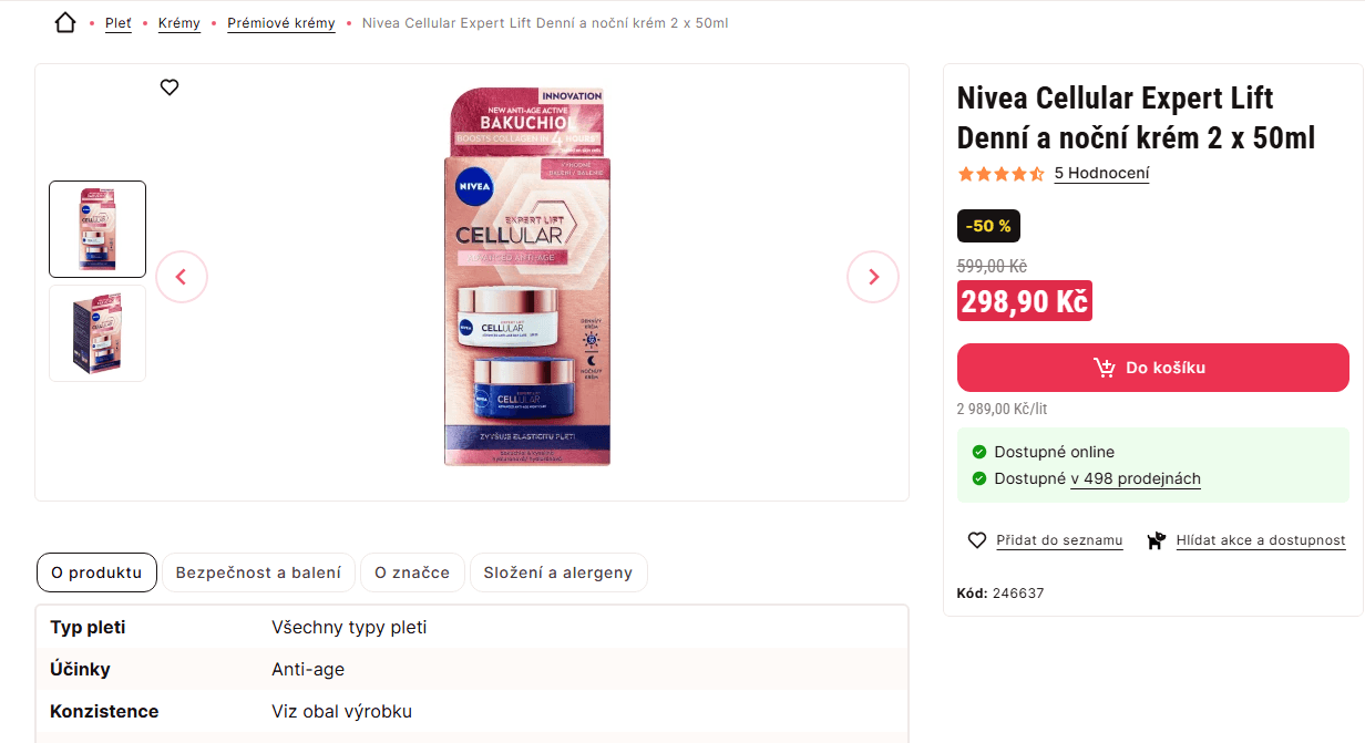 Nivea Cellular Expert Lift Denní a noční krém 2 x 50ml