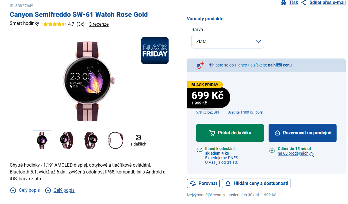 Chytré hodinky Canyon Semifreddo