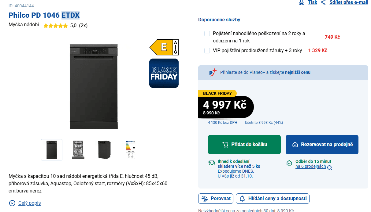 Myčka nádobí PHILCO 10 sad