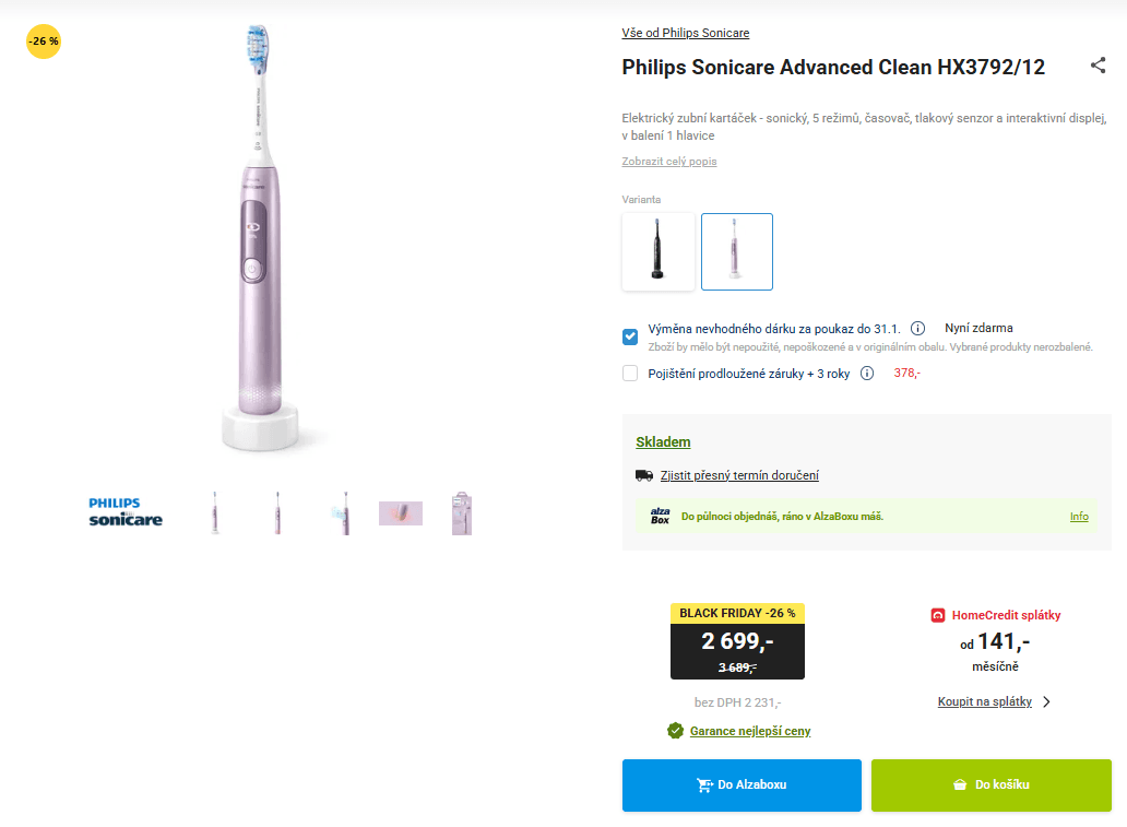 El. kartáček Philips Sonicare, 5 režimů, 31000