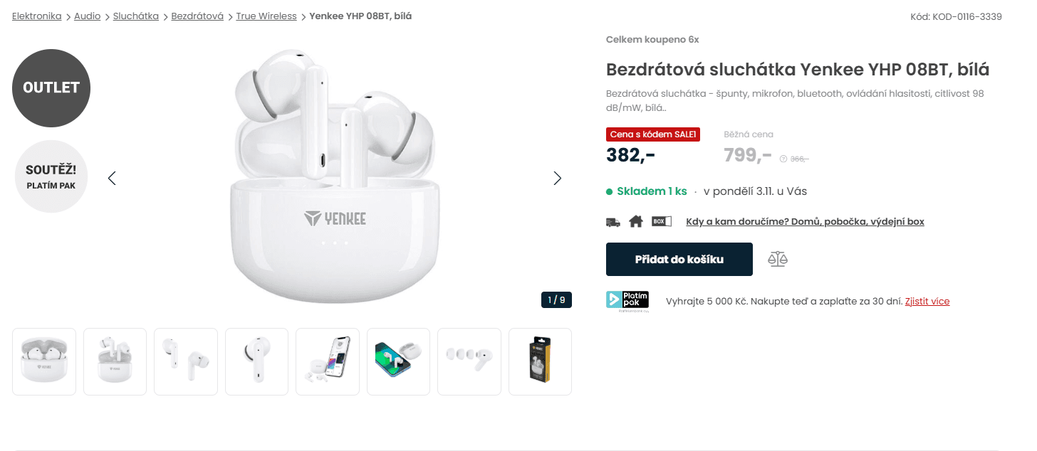 BT sluchátka Yenkee Harmon ANC