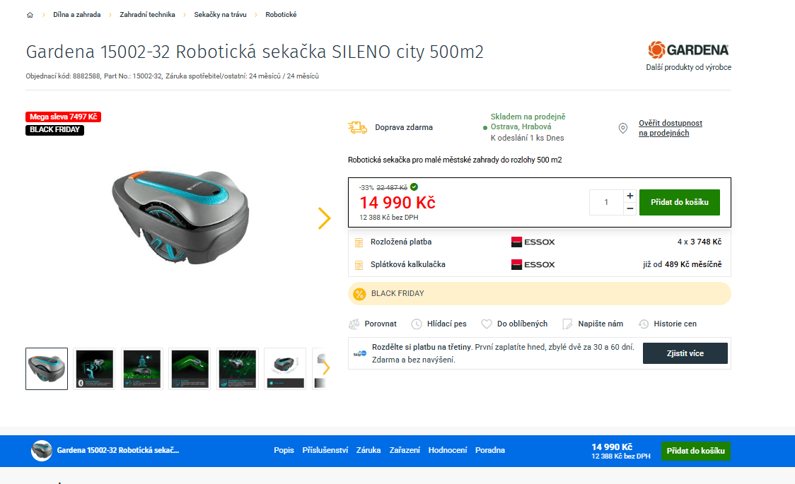 Robot sekačka Gardena 500 m²