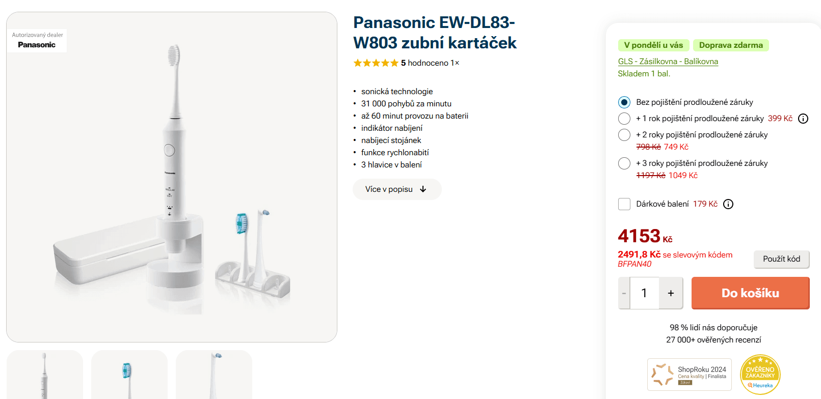 El. sonic zubní kartáček Panasonic