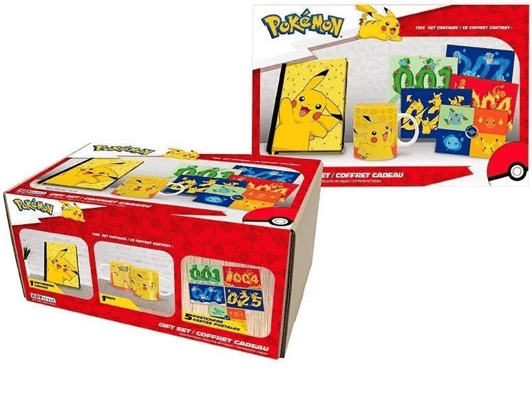 Dárkový set Pokémon - hrnek, zápisník, pohlednice