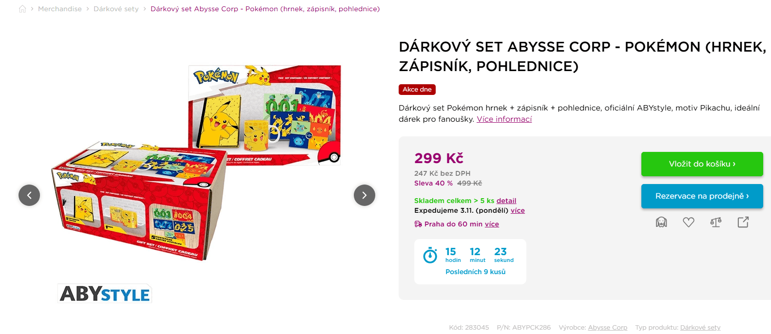 Dárkový set Pokémon - hrnek, zápisník, pohlednice