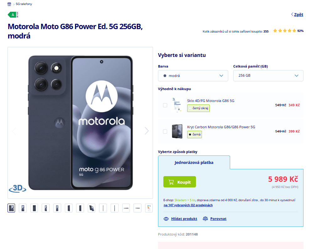Motorola 8x 2,5 GHz, 12/256 GB, 6,7", NFC