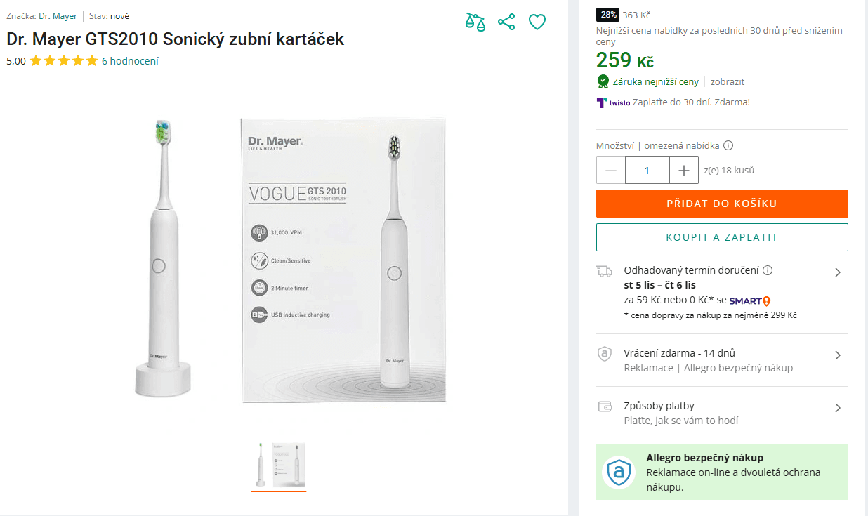 El. kartáček Dr. Mayer sonický