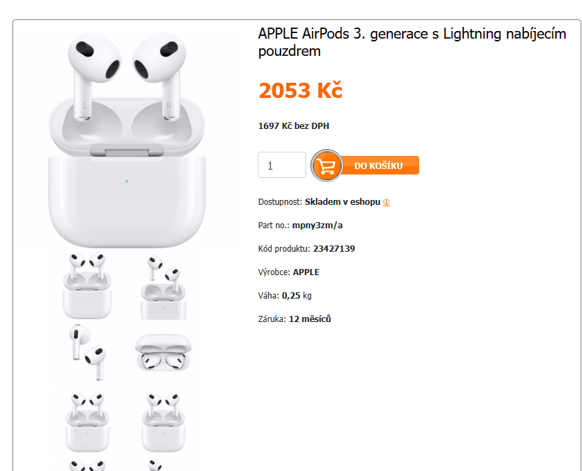 Sluchátka Apple AirPods 2022 