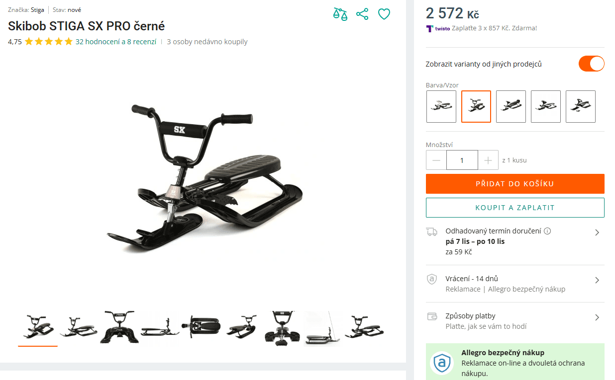 Skibob STIGA SX PRO černé