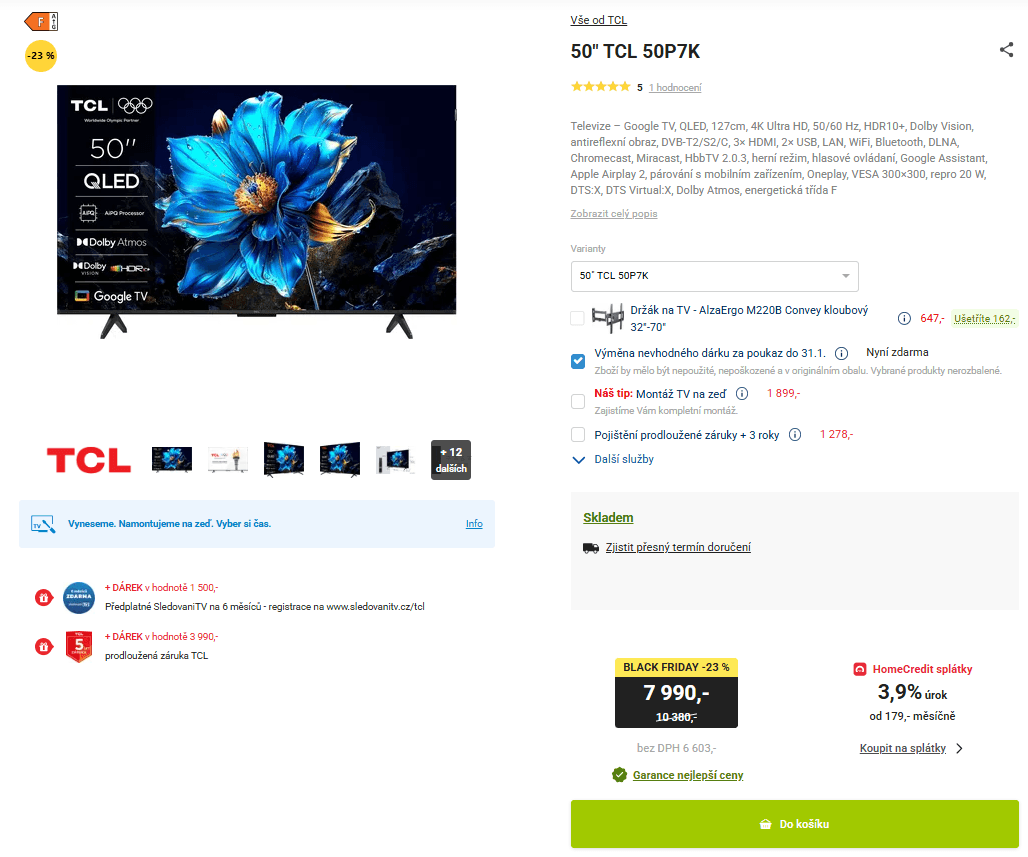 QLED 4K Google TV, Atmos, 127 cm - TCL