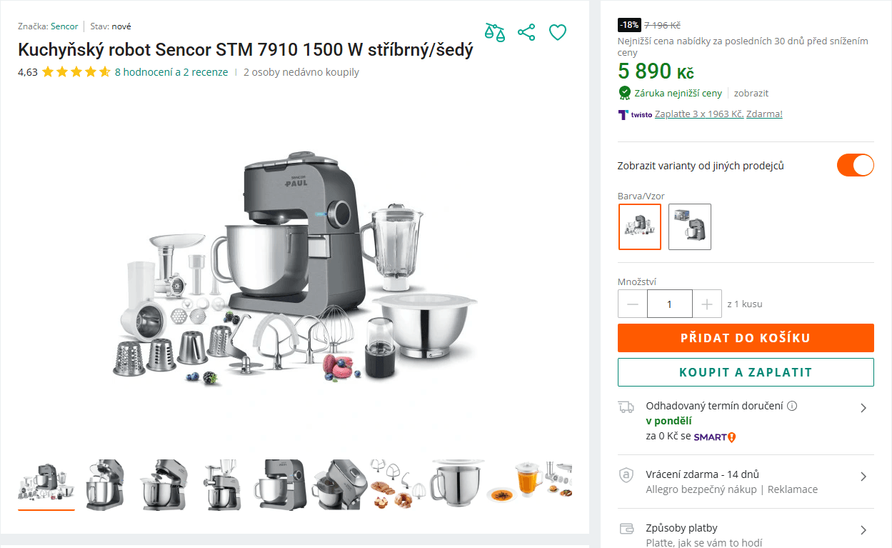 Multifunkční robot Sencor, bohatá výbava