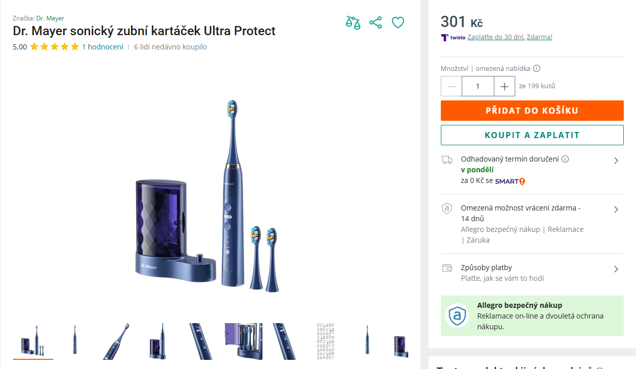 El. zubní kartáček + UV stanice Dr.Mayer