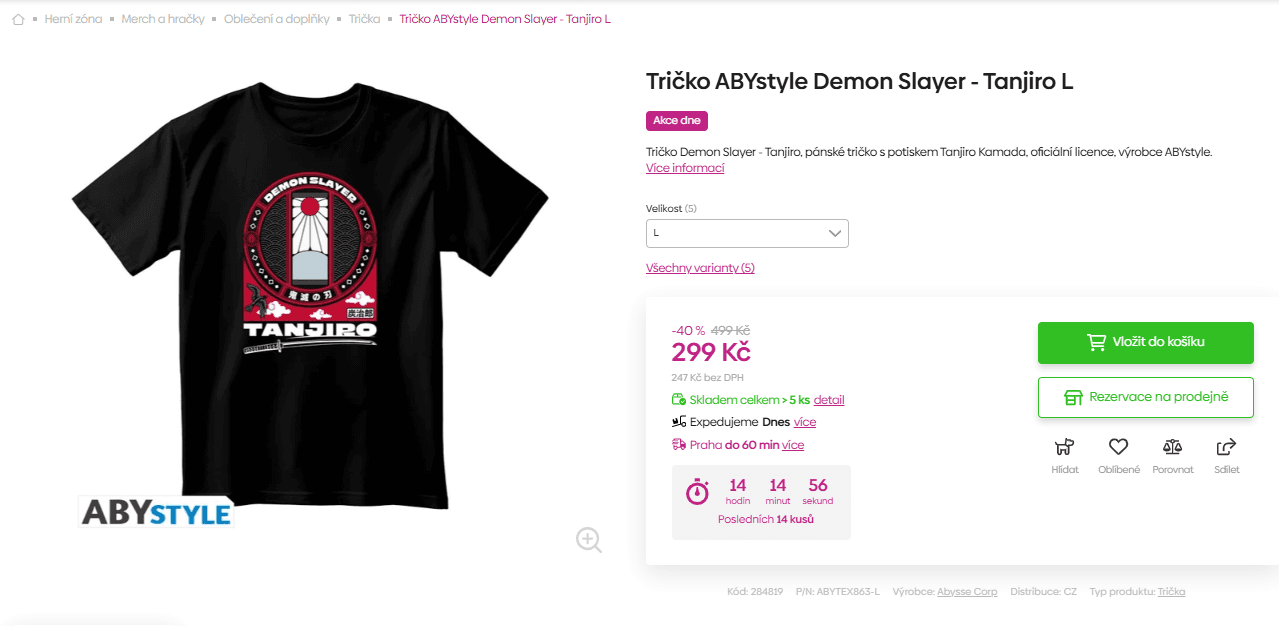Tričko ABYstyle Demon Slayer - Tanjiro L