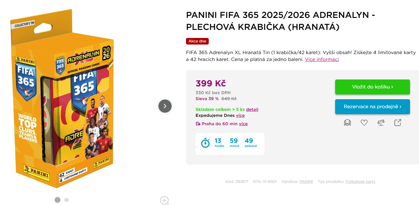 Plechová krabička Fifa, 42+4 karty