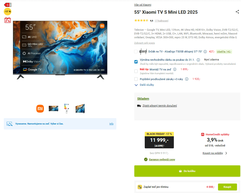 Mini LED 4K Google TV, Atmos, 25W, 139cm, Xiaomi
