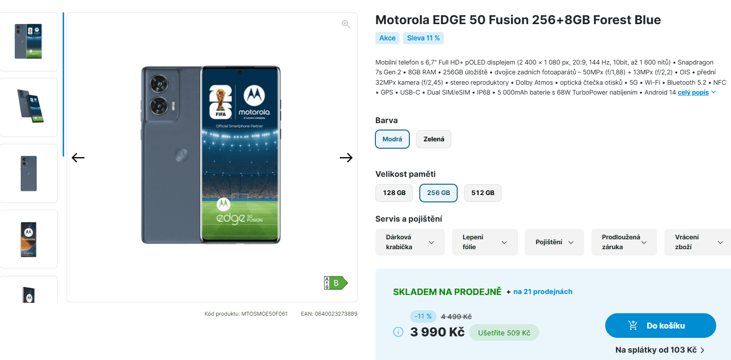 Motorola 8x 2,4GHz, 8/256GB, 6,67"