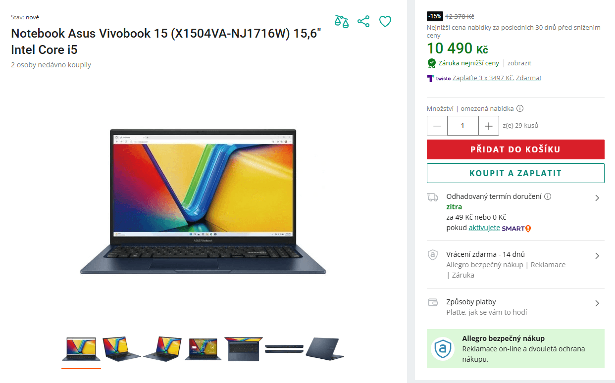 Asus i5 4,6 GHz, 16/512GB, 15,6"