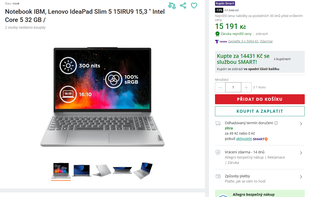 Lenovo i5 5GHz, 32GB RAM, 1TB SSD, 15,6"