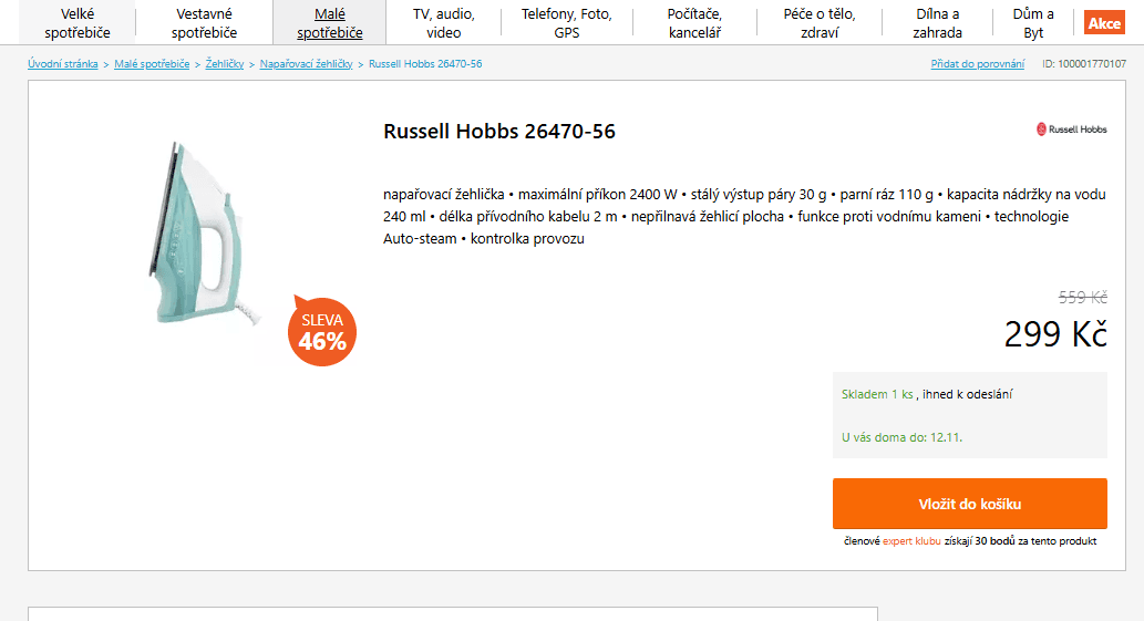 Napařovací žehlička Russell Hobbs