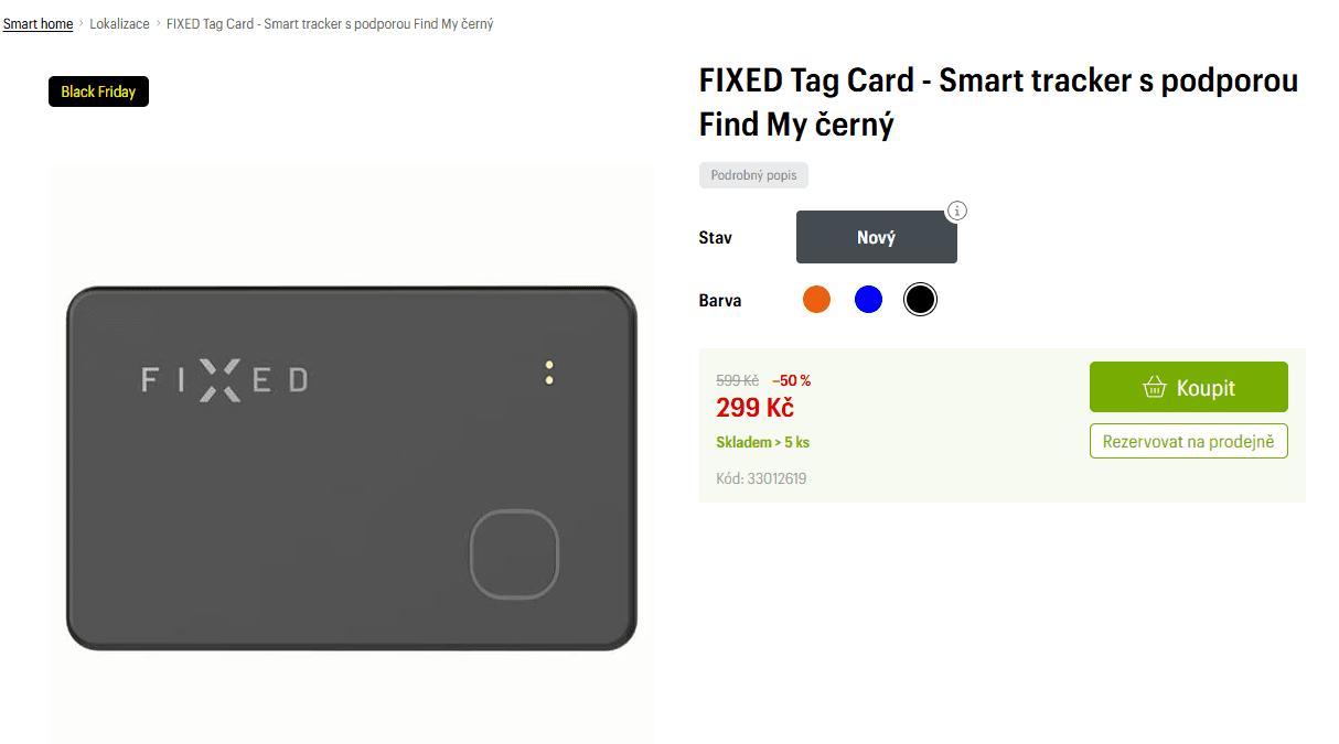 Chytrý lokátor pro iOS FIXED Card smart tracker