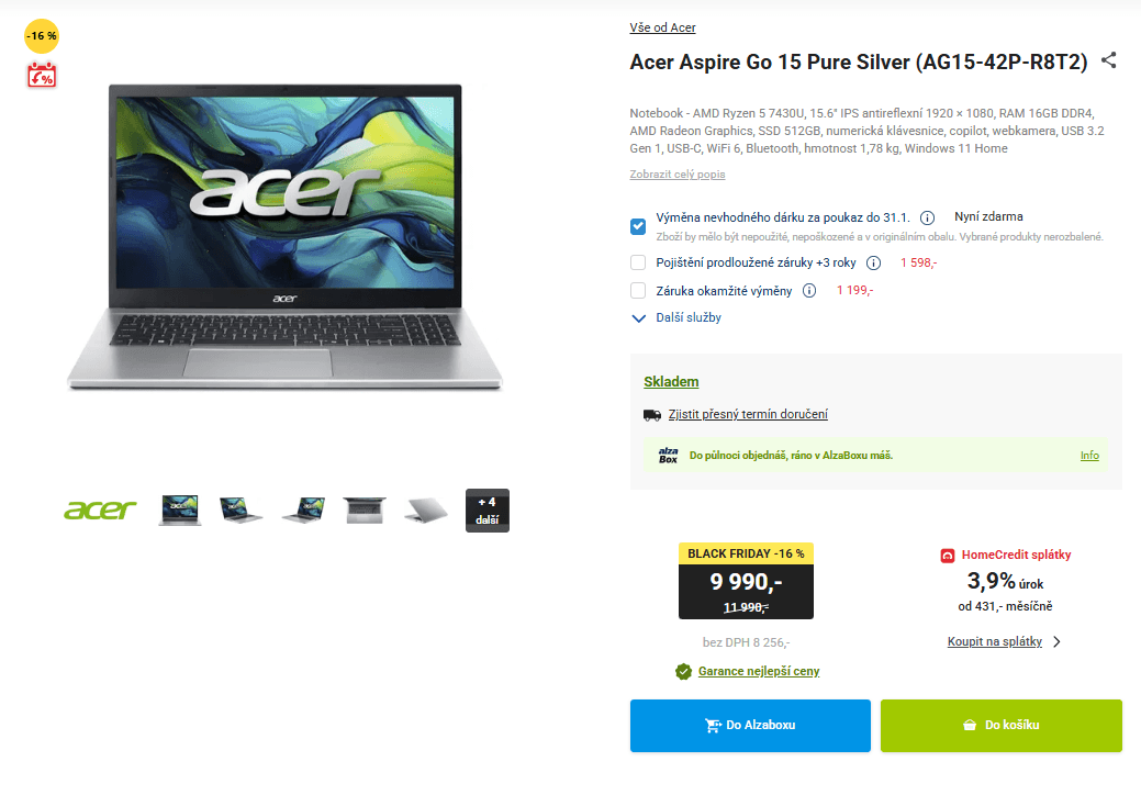 Acer 4,3 GHz, 16/512 GB, 15,6"